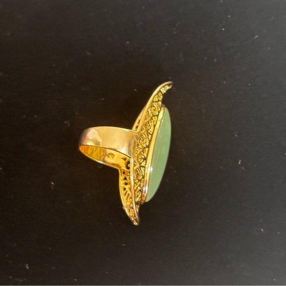 Jade gold over 925 large ring size 6.75 - Picture 8 of 12